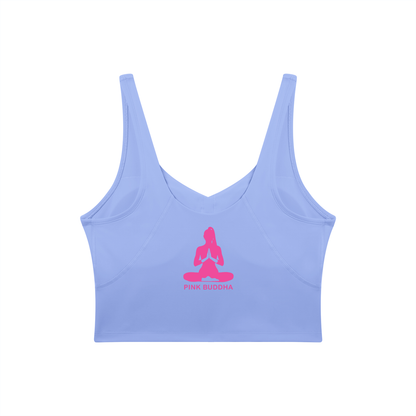 PINK BUDDHA Women's V-Neck Yoga Sports Bra (Large Logo Back)
