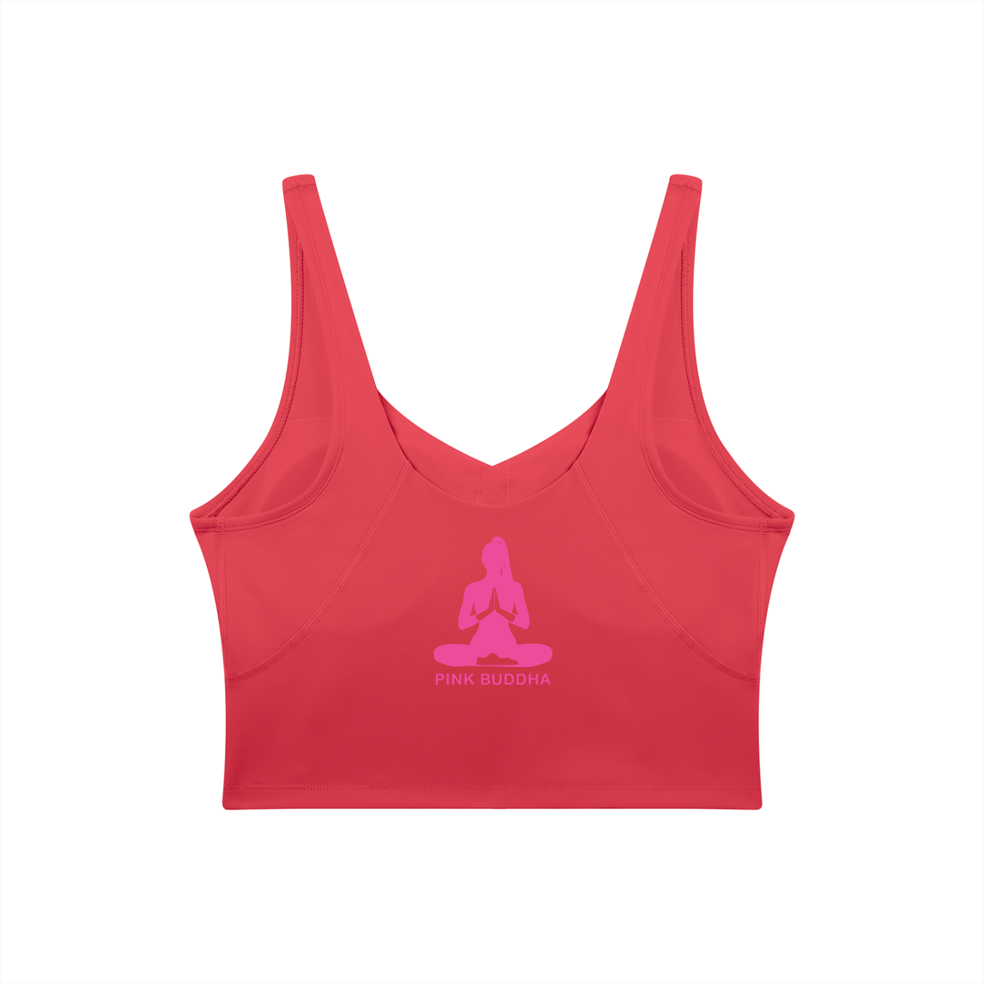 PINK BUDDHA Women's V-Neck Yoga Sports Bra (Large Logo Back)