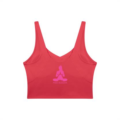 PINK BUDDHA Women's V-Neck Yoga Sports Bra (Large Logo Back)