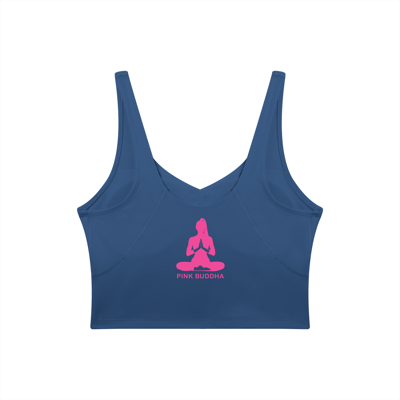 PINK BUDDHA Women's V-Neck Yoga Sports Bra (Large Logo Back)