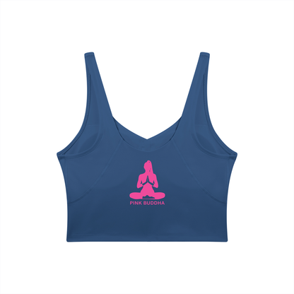 PINK BUDDHA Women's V-Neck Yoga Sports Bra (Large Logo Back)