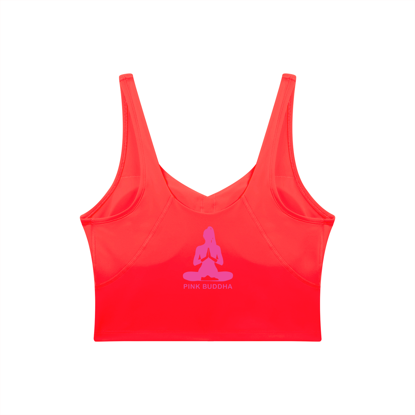 PINK BUDDHA Women's V-Neck Yoga Sports Bra (Large Logo Back)