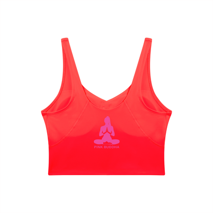 PINK BUDDHA Women's V-Neck Yoga Sports Bra (Large Logo Back)
