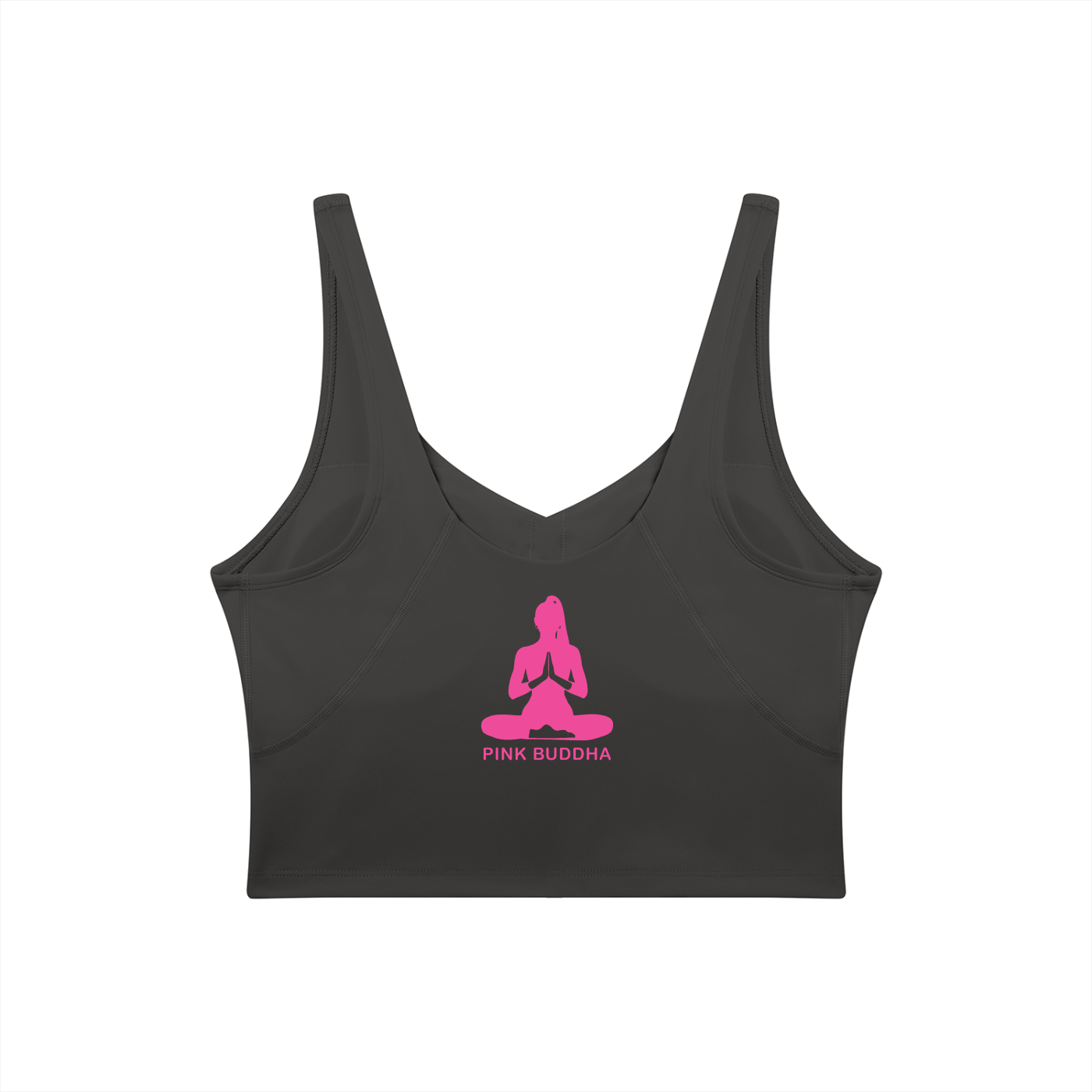 PINK BUDDHA Women's V-Neck Yoga Sports Bra (Large Logo Back)
