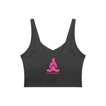 PINK BUDDHA Women's V-Neck Yoga Sports Bra (Large Logo Back)
